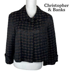 Christopher & Banks Black Brown Polka Dot Metallic Party Jacket NWOT Size L